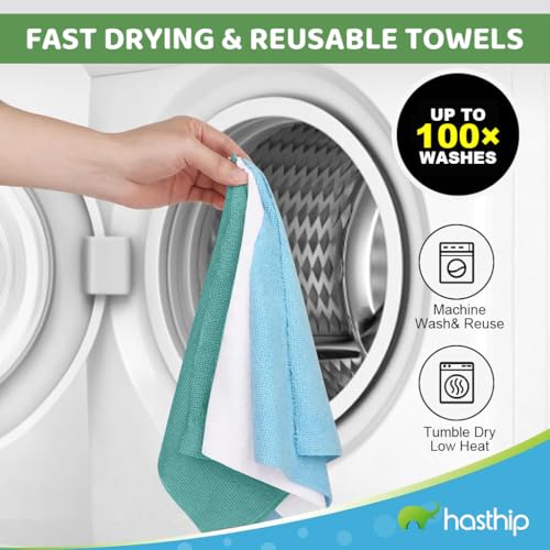 HASTHIP® Towels 50 Sheets, Microfiber Cleaning Cloth Blue Shop Rags Washable HASTHIP® Towels 50 Sheets, Microfiber Cleaning Cloth Blue Shop Rags Washable